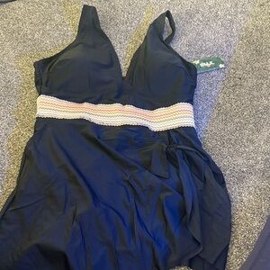 Black Bathing Suit with Multicolor Waistband NWT size XL